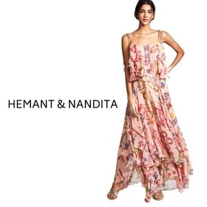 Hemant and Nandita Silk Dress. Maxi Length.  Shell embellishment. New with tags.